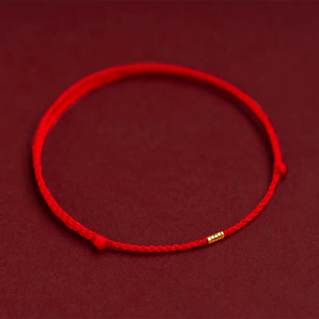 Tibetan Red String Bracelet - Buddhist Lucky Charm AU999 Rerhy