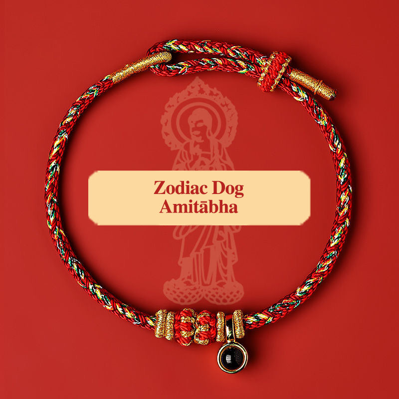 Buddha Red String Bracelet Zodiac Feng Shui - Buddhist Lucky Charm Good Luck Wealth Gift (Adjustable)