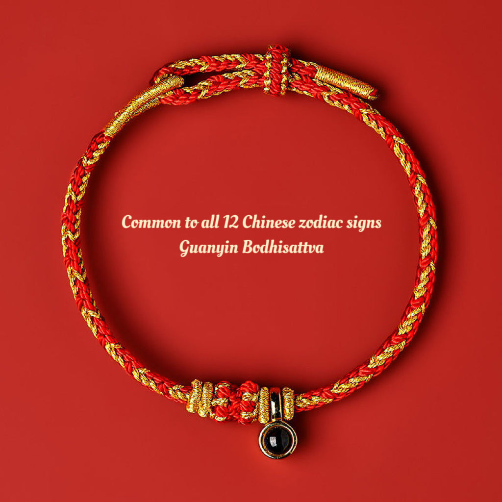 Buddha Red String Bracelet Zodiac Feng Shui - Buddhist Lucky Charm Good Luck Wealth Gift (Adjustable)