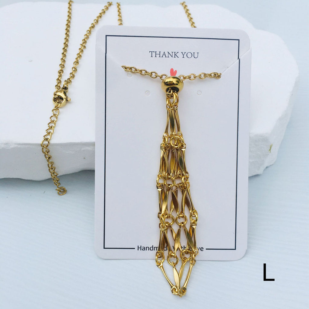 Hot sale exquisite adjustable metal net necklace natural crystal raw stone multi-purpose My Store