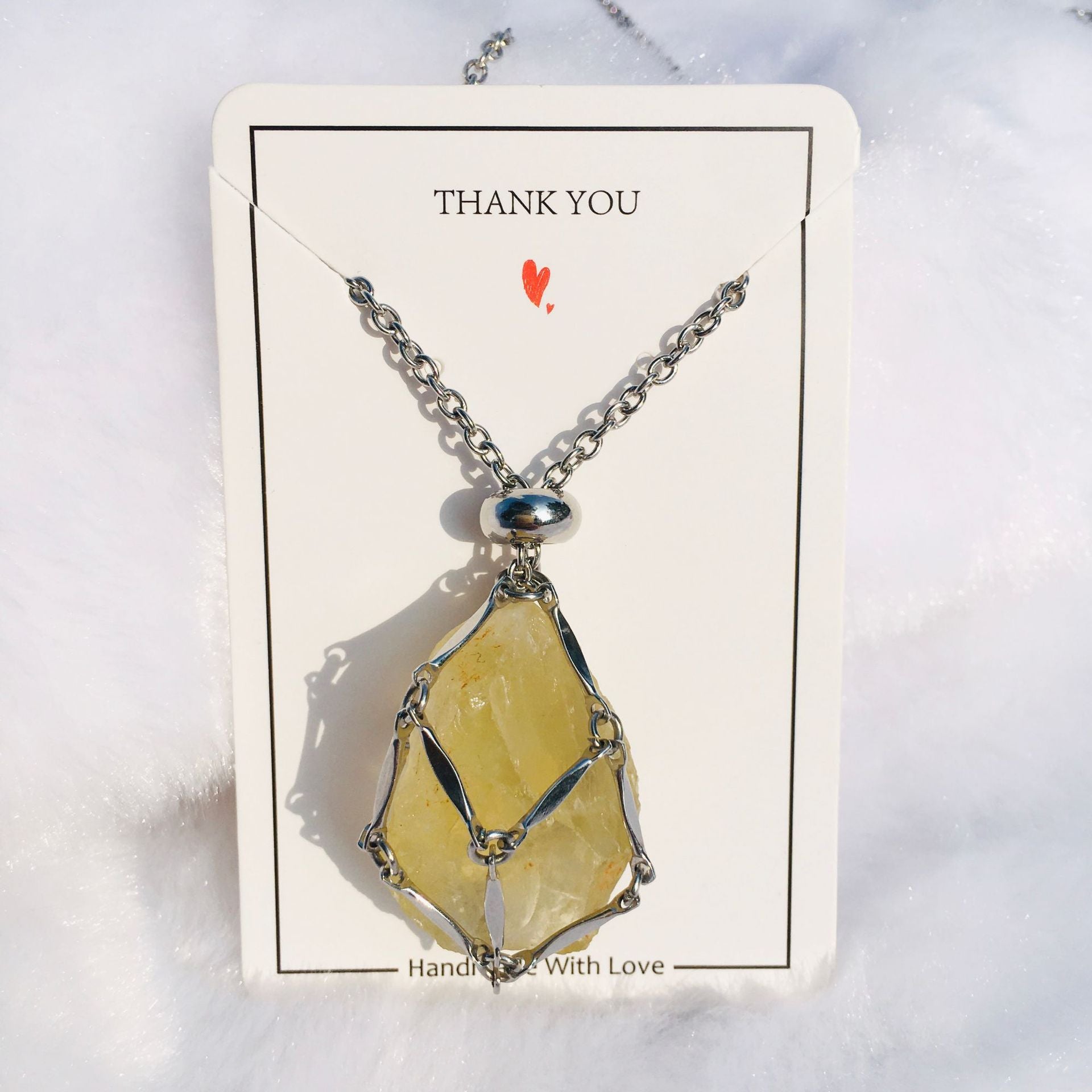 Hot sale exquisite adjustable metal net necklace natural crystal raw stone multi-purpose My Store