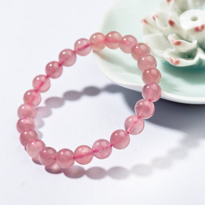 Natural Crystal Rose Quartz Pink Bracelet Fresh Sweet Love Crystal My Store