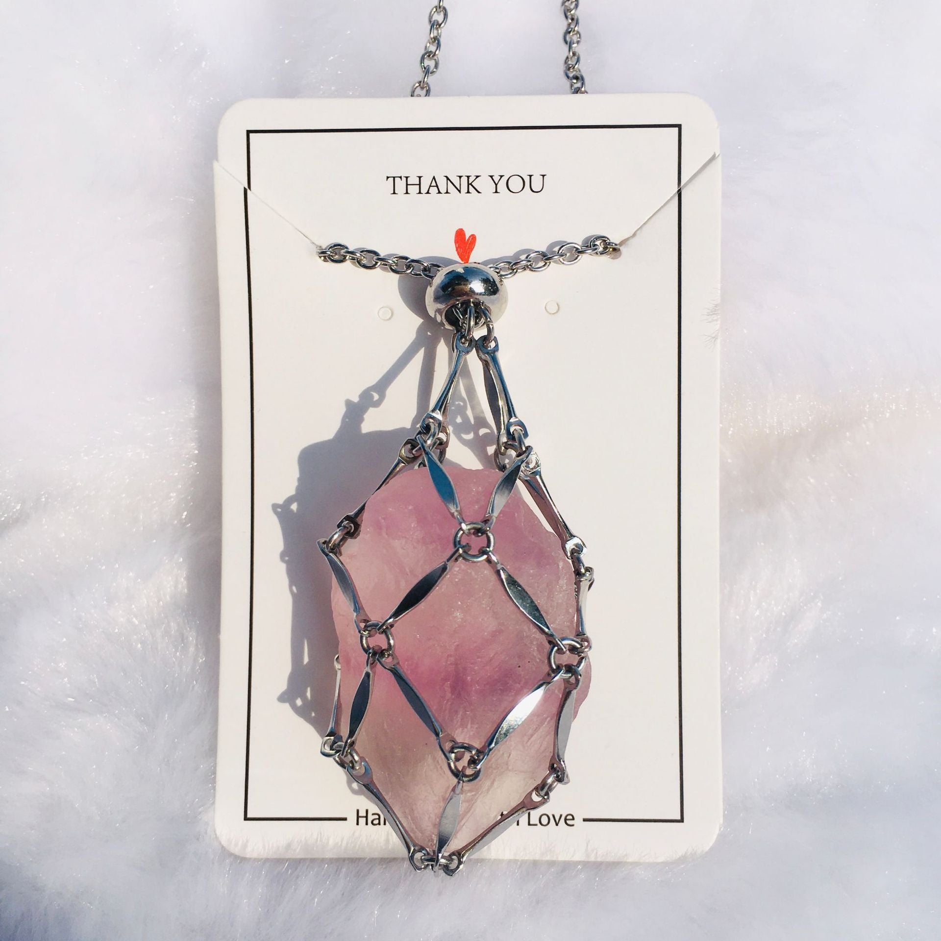 Hot sale exquisite adjustable metal net necklace natural crystal raw stone multi-purpose My Store