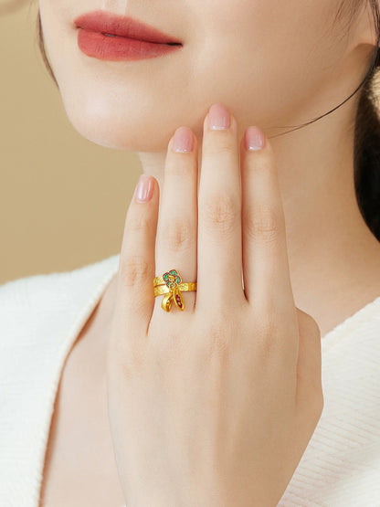 Gold-Plated Open Ring With Multiple Engraved Lucky Rings Rerhy