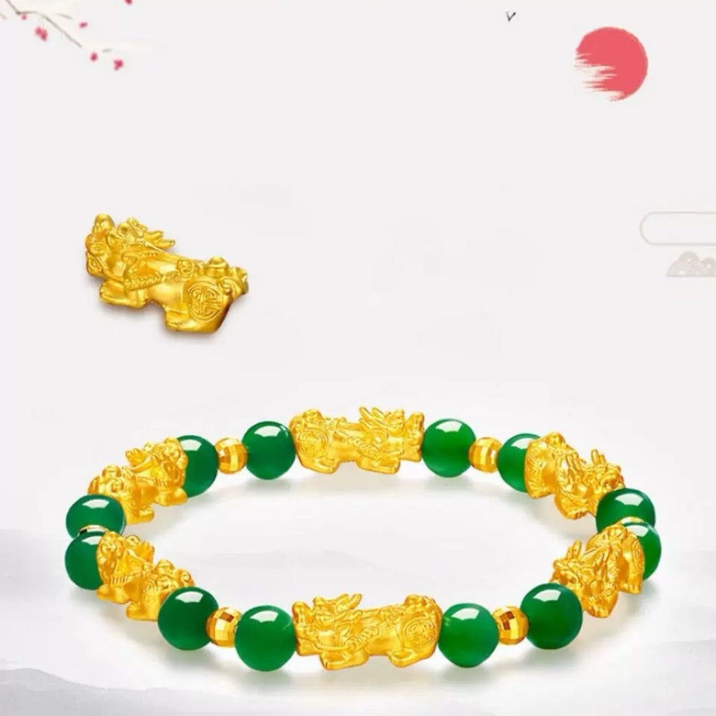 【Fortune Guaranteed】Pixiu Bracelet Gold Plated Agate Bracelet for Debt Relief and Gambling Fortunes