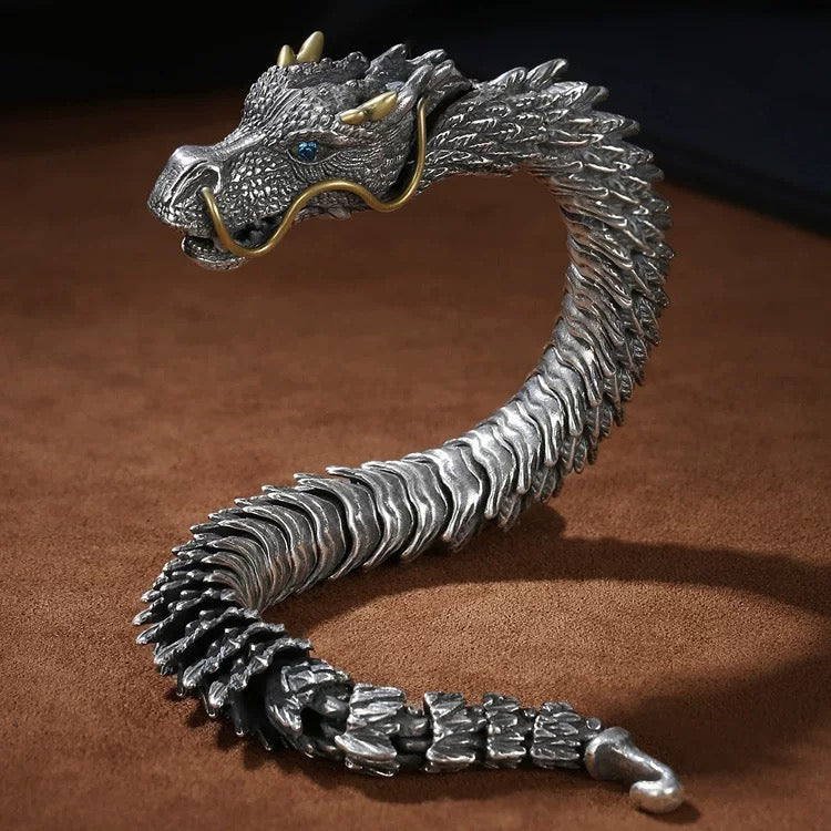 Sterling Silver Handmade Dragon Chain Bracelet（dragon mouth is adjustable） Rerhy