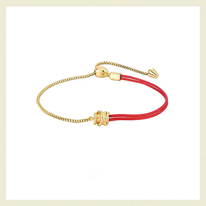 Tibetan Red rope braided bracelet 925 silver ladies (adjustable)