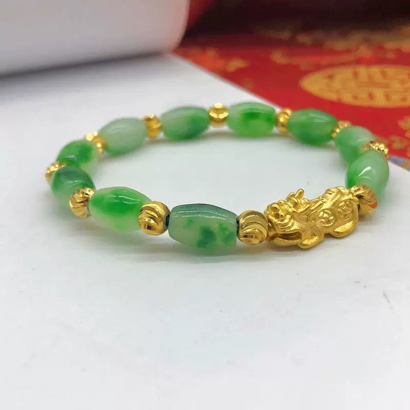 Jade Bracelet Good Luck Jewelry with Pendant Feng Shui Bracelets Xiu Pi Yao Bracelets Attract Good Luck Wealth