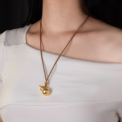 【Holiday Season Sale! - 45% OFF】Exquisite Feng Shui Gourd Pendant, Gold Luck Necklace, Luxury Gift（Rotatable)