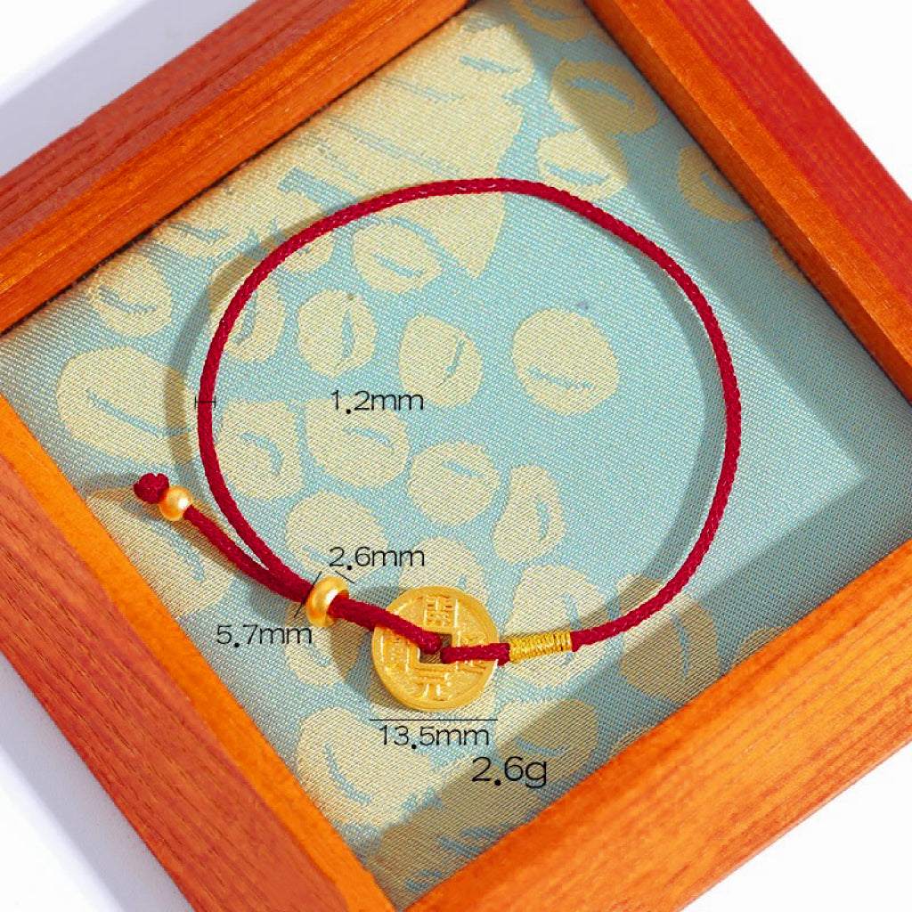 Tibetan Red String Ancient Copper Coin Fortune Bracelet Rerhy