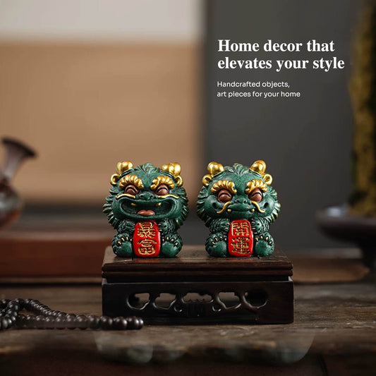 Pixiu Home Fortune-attracting Ornaments, Car Fortune-attracting Feng Shui Ornaments, Qilin Wealth Green Sandstone