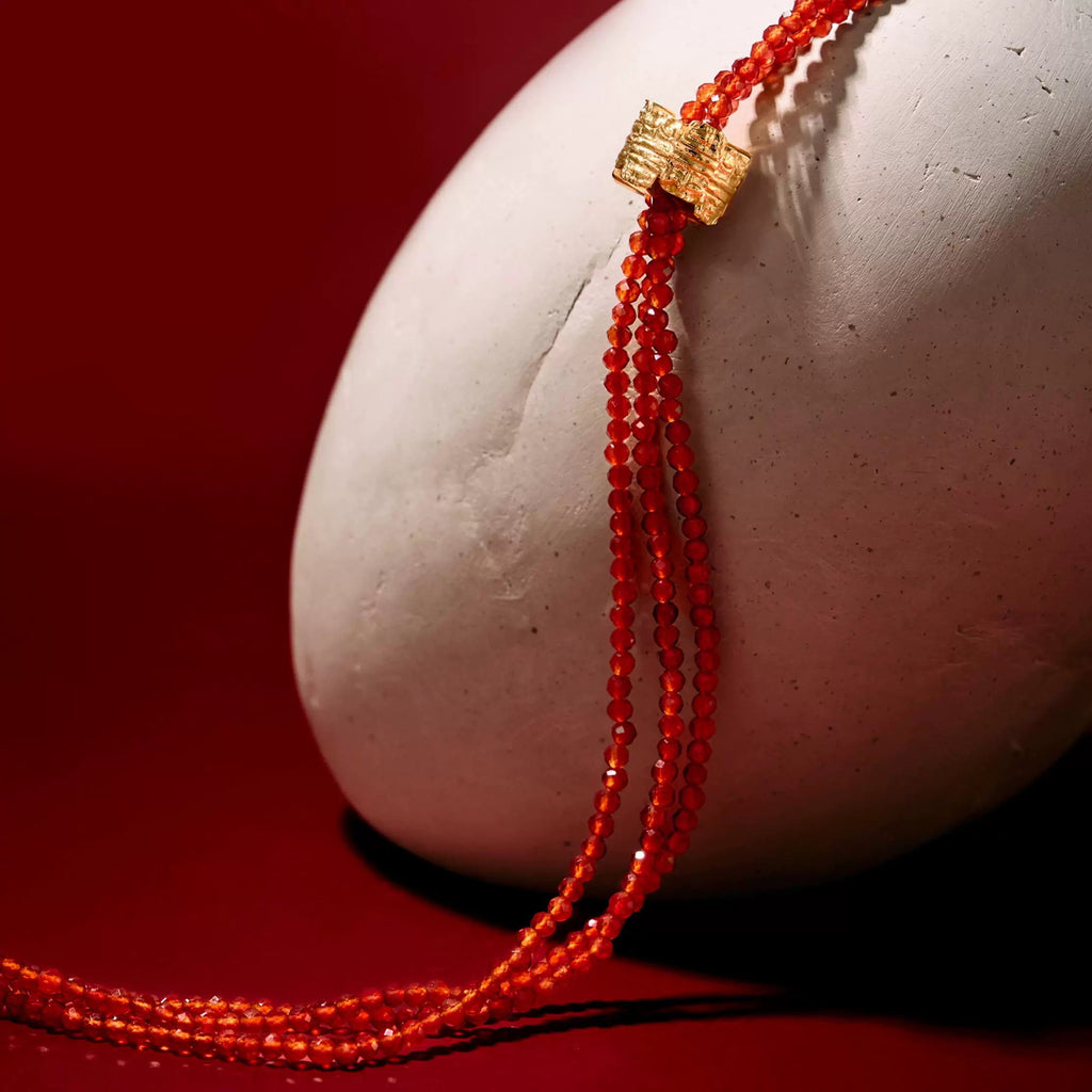 Red Agate Beaded Necklace Red Rope Necklace Jewelry Gift