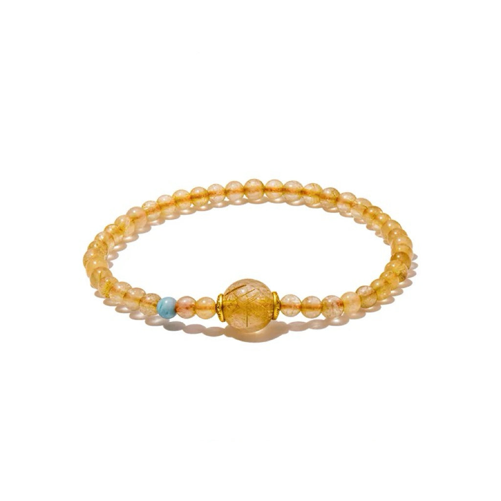 Handcrafted Wealth Deity Bracelet -Golden Rutile Quartz, Citrine, and Ocean Jasper bracelet My Store