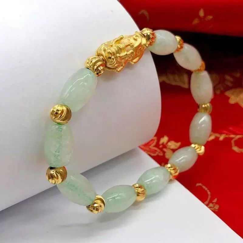 Jade Bracelet Good Luck Jewelry  Feng Shui Bracelets Xiu Pi Yao Bracelets Gold Attract Good Luck Wealth