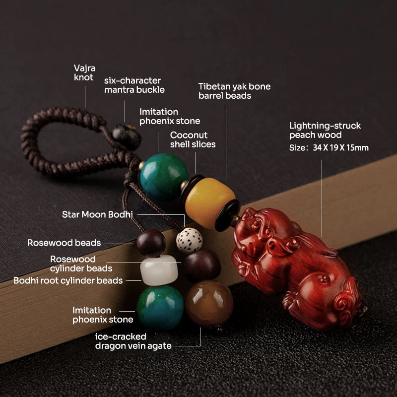 【Obstacle Crusher】Lightning-struck Wooden Pixiu to Attract Wealth, Ward Off Evil and Keep Safe Pendant, Home Decoration and Car Pendant