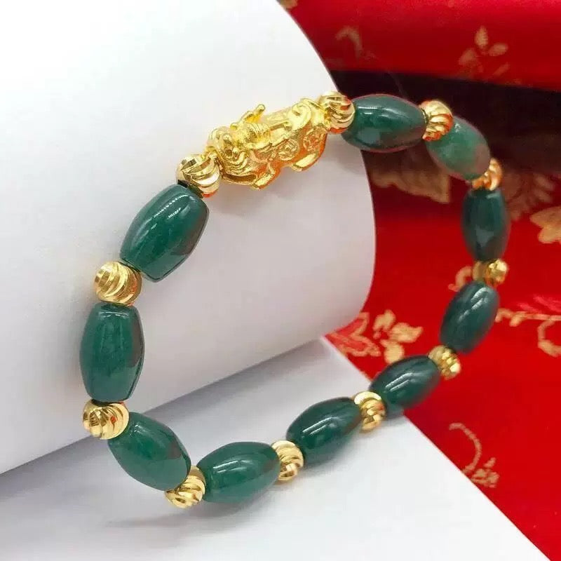 Jade Bracelet Good Luck Jewelry with Pendant Feng Shui Bracelets Xiu Pi Yao Bracelets Attract Good Luck Wealth