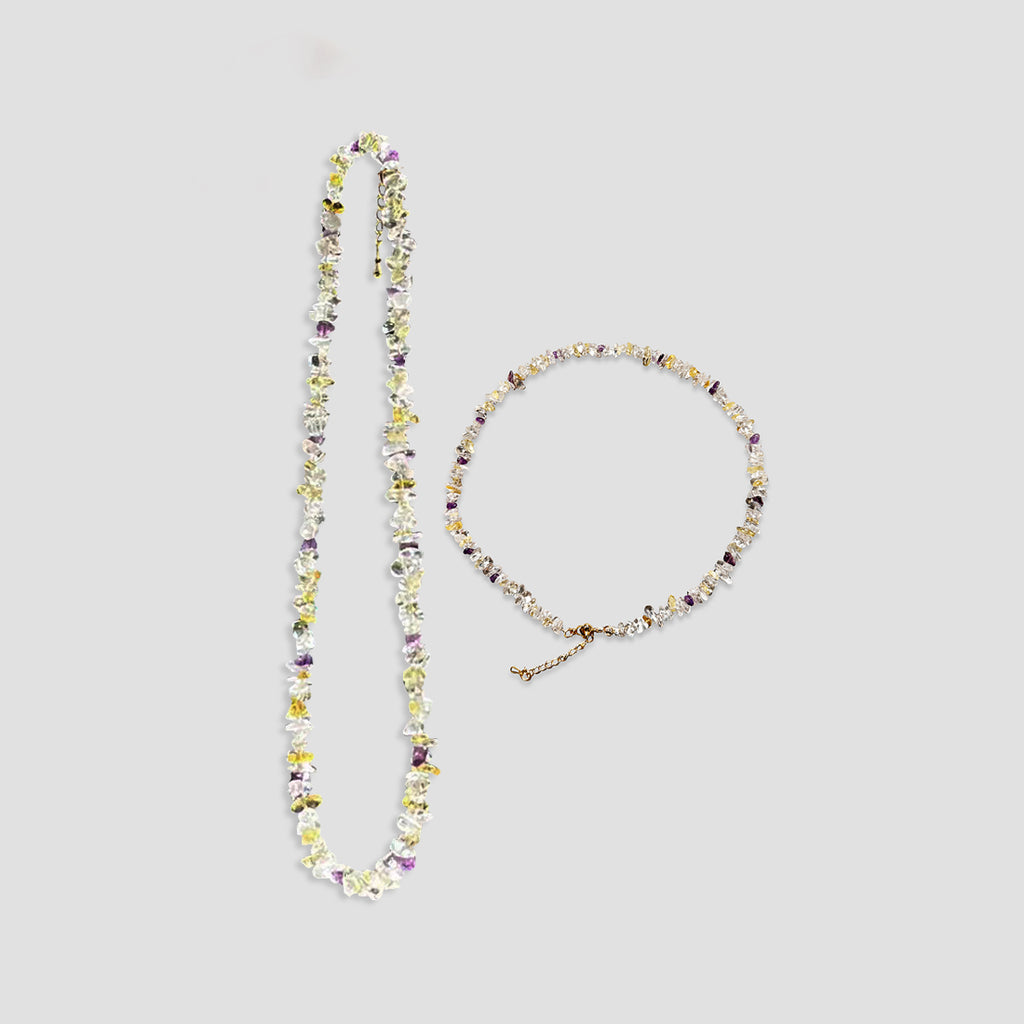 Pure handmade natural crystal stone necklace color set - wealth health love Rerhy