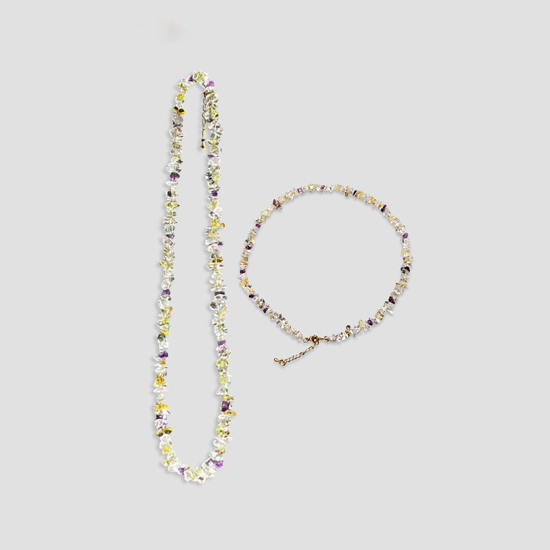 Pure handmade natural crystal stone necklace color set - wealth health love Rerhy