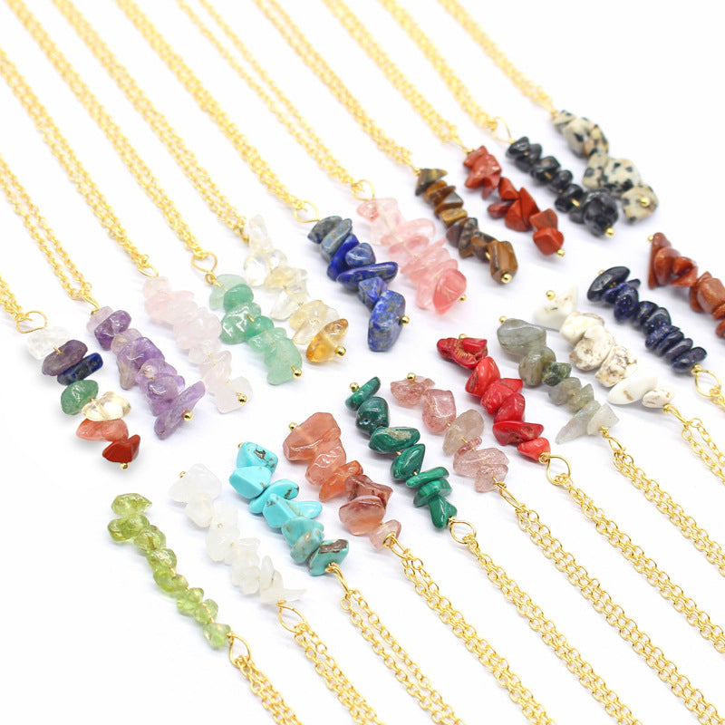 Natural Crystal Gravel Necklace Diy Colorful Raw Stone Pendant Female Gold My Store