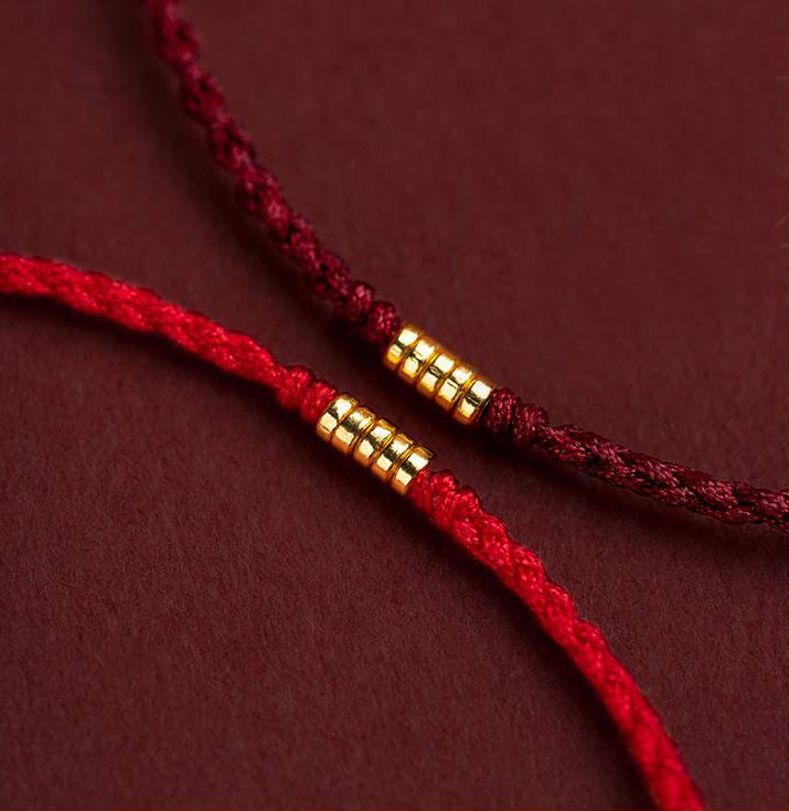 Tibetan Red String Bracelet - Buddhist Lucky Charm AU999 Rerhy