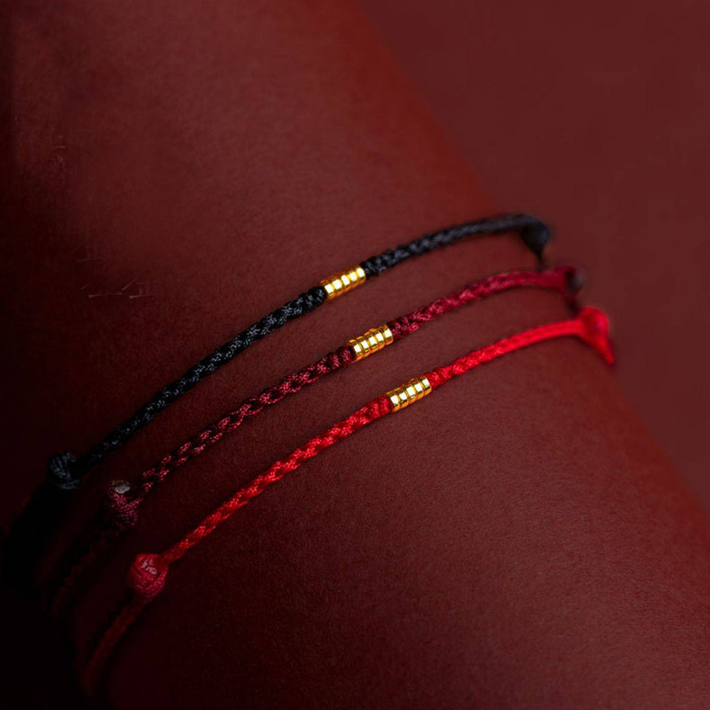 Tibetan Red String Bracelet - Buddhist Lucky Charm AU999 Rerhy