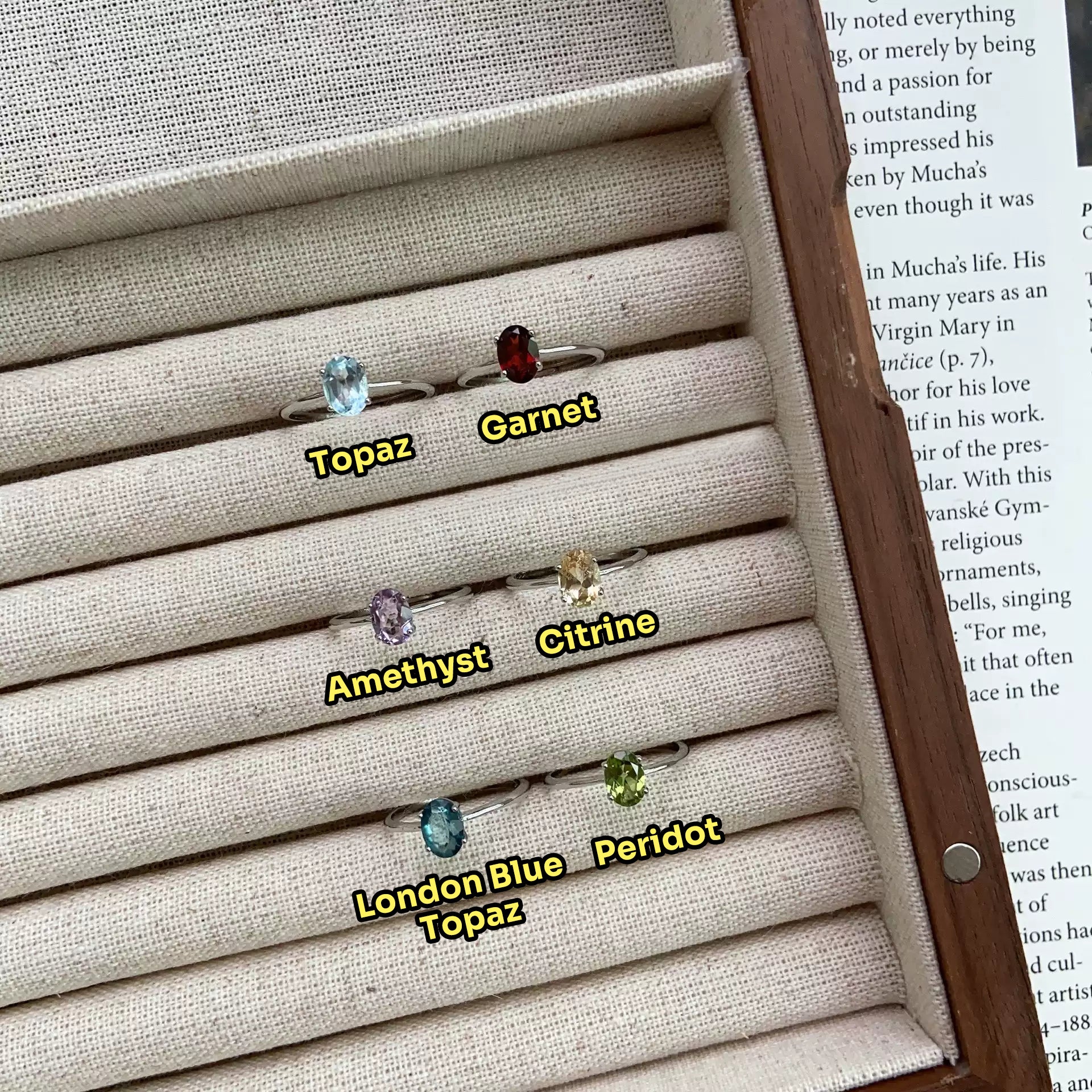 Natural Gemstone Rings: Peridot, Topaz, Amethyst, Citrine, London Blue Jewelry Rerhy