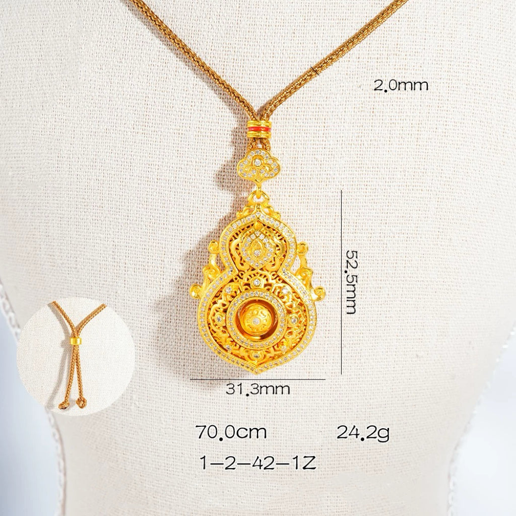 【Holiday Season Sale! - 45% OFF】Exquisite Feng Shui Gourd Gem Pendant, Gold Luck Necklace, Luxury Gift（Rotatable）