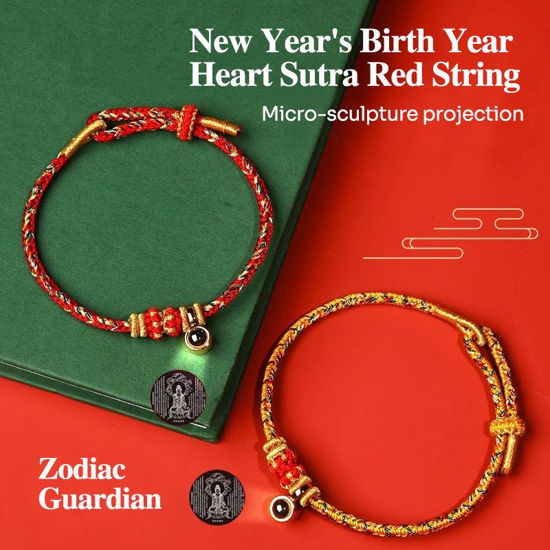 Buddha Red String Bracelet Zodiac Feng Shui - Buddhist Lucky Charm Good Luck Wealth Gift (Adjustable)