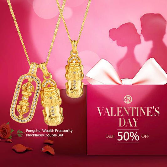 [Valentine's Day Gift Box! The Best-Selling Pixiu Set Brings You and Your Loved Ones Unlimited Wealth] Exquisite Feng Shui Pixiu set: Gold Pixiu Pendant + Pixiu Vajra Necklace