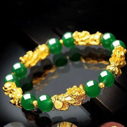 【Valentine's Day 50% Off】Pixiu Bracelet Gold Plated Agate Bracelet for Debt Relief and Gambling Fortunes