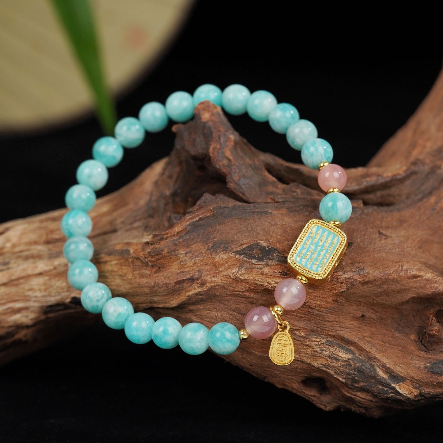 Natural Amazonite Bracelet Rose Quartz Buddha Charm My Store