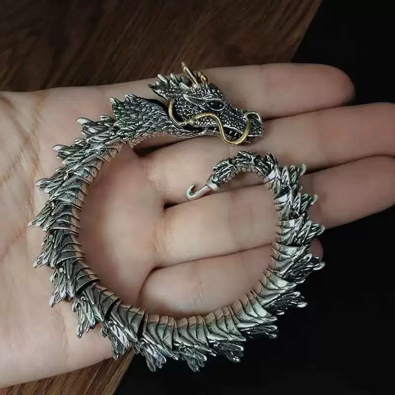 Sterling Silver Handmade Dragon Chain Bracelet（dragon mouth is adjustable） Rerhy