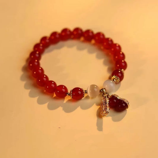 Good Things Happen " Red Happy" Natural Agate Bracelet Two Worlds of Joy Light Luxury Fashion Bracelet My Store