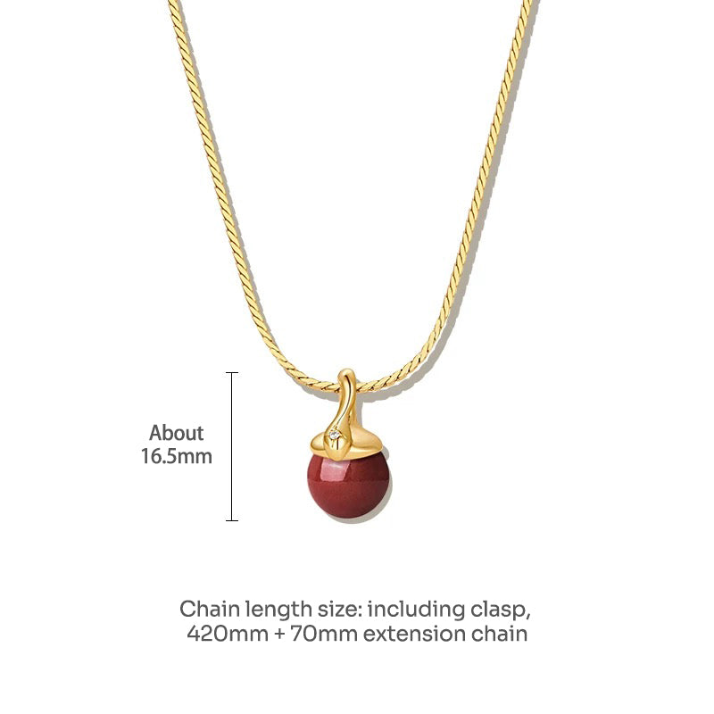 Vermillion Red Snake Necklace Gold Plated Necklace New Year Design Gift