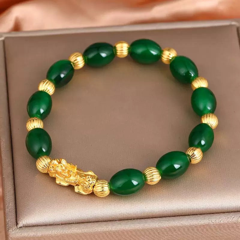 Jade Bracelet Good Luck Jewelry with Pendant Feng Shui Bracelets Xiu Pi Yao Bracelets Attract Good Luck Wealth