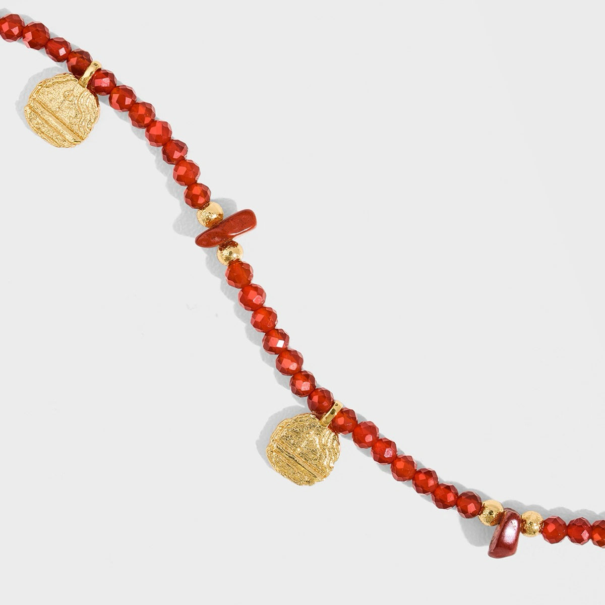 Red Agate Beaded Kiss Bracelet + Necklace Red String New Year Gift