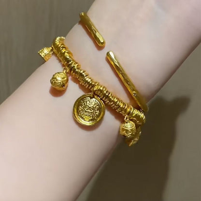 【Last Day ALERT!!  Best Price of the YEAR】Gold God of Wealth Bracelet for Women New Retro High-end Peace and Wealth Bracelet Rerhy