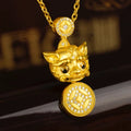 【Ultimate Wealth Enhancement Power】Feng Shui Pixiu necklace mythical beast copper coin necklace gold-plated pendant