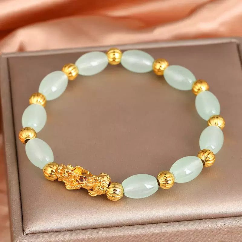 Jade Bracelet Good Luck Jewelry  Feng Shui Bracelets Xiu Pi Yao Bracelets Gold Attract Good Luck Wealth