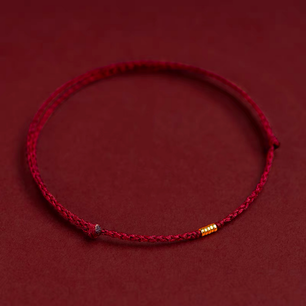 Tibetan Red String Bracelet - Buddhist Lucky Charm AU999 Rerhy