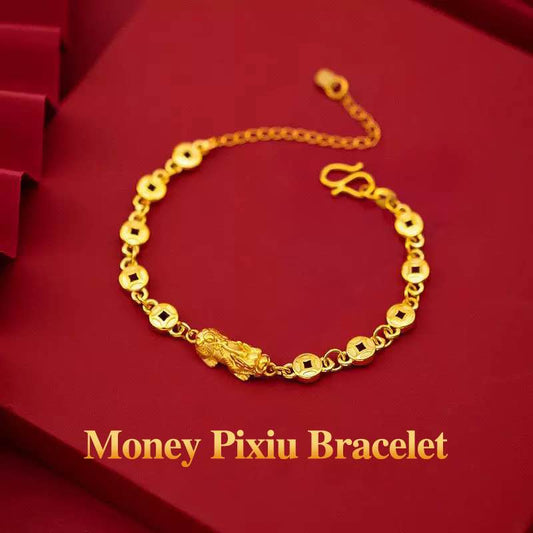 【Fulfillment of Wealth Potential】 Fine Coin Pixiu Fortune Bracelet Gold