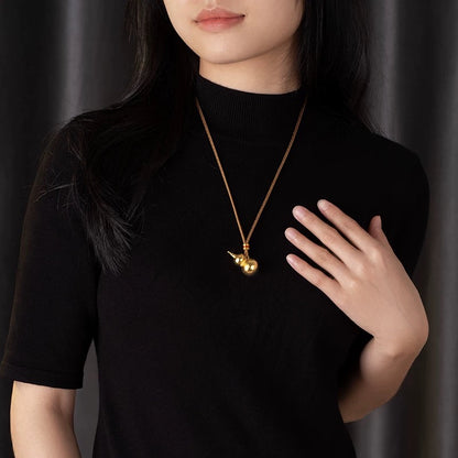 【Holiday Season Sale! - 45% OFF】Exquisite Feng Shui Gourd Pendant, Gold Luck Necklace, Luxury Gift（Rotatable)