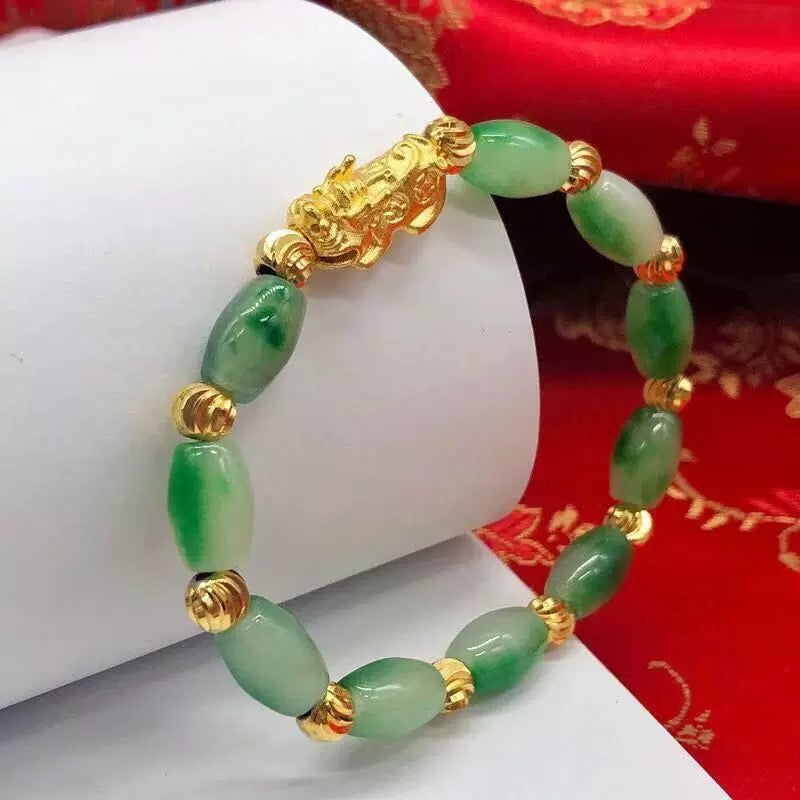 Jade Bracelet Good Luck Jewelry with Pendant Feng Shui Bracelets Xiu Pi Yao Bracelets Attract Good Luck Wealth