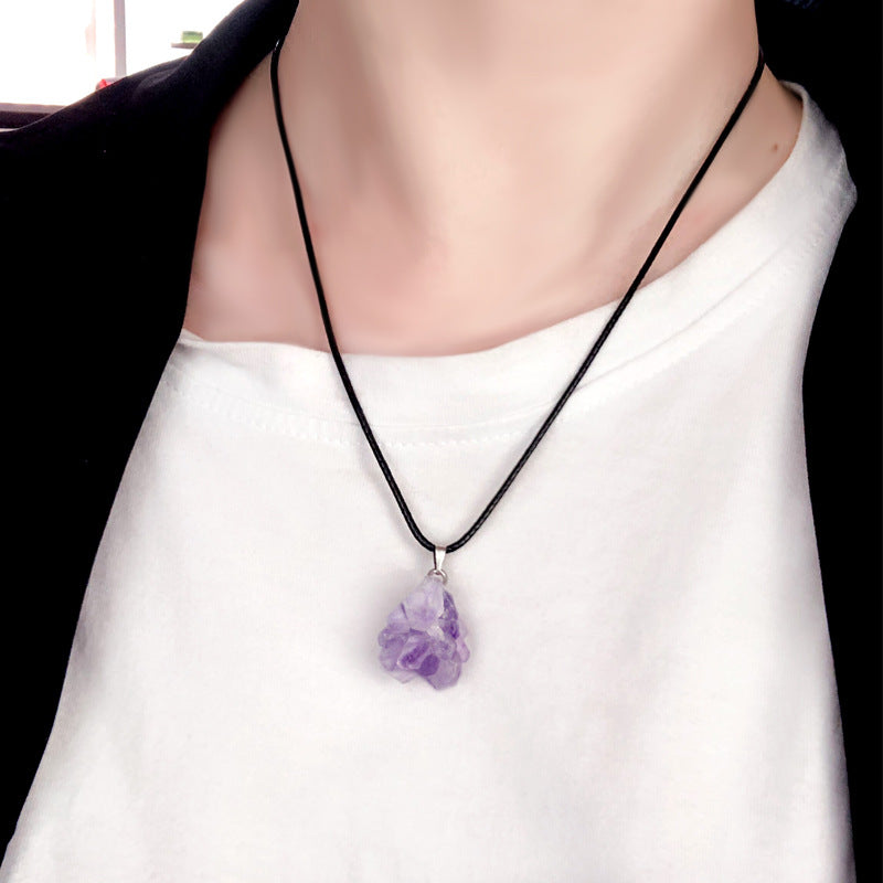 Amethyst natural stone necklace irregular pendant romantic love My Store