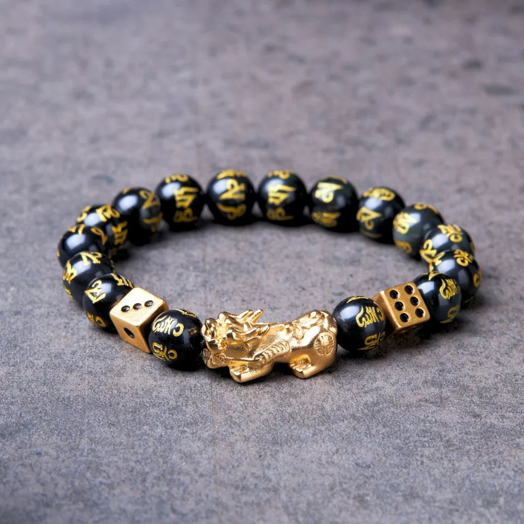 Feng Shui Pixiu Obsidian Stone Beads Bracelet Custom Charm Pi Xiu Bracelet My Store