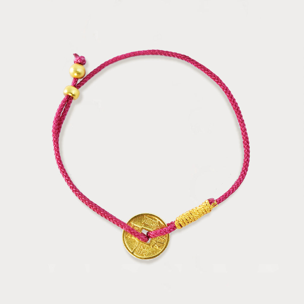 Tibetan Red String Ancient Copper Coin Fortune Bracelet Rerhy