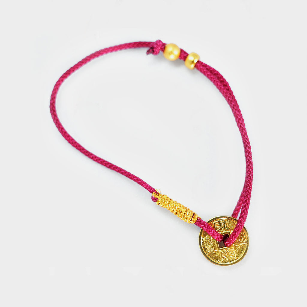 Tibetan Red String Ancient Copper Coin Fortune Bracelet Rerhy