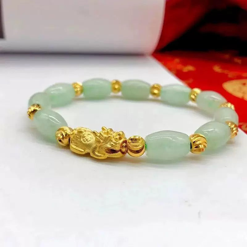 Jade Bracelet Good Luck Jewelry  Feng Shui Bracelets Xiu Pi Yao Bracelets Gold Attract Good Luck Wealth