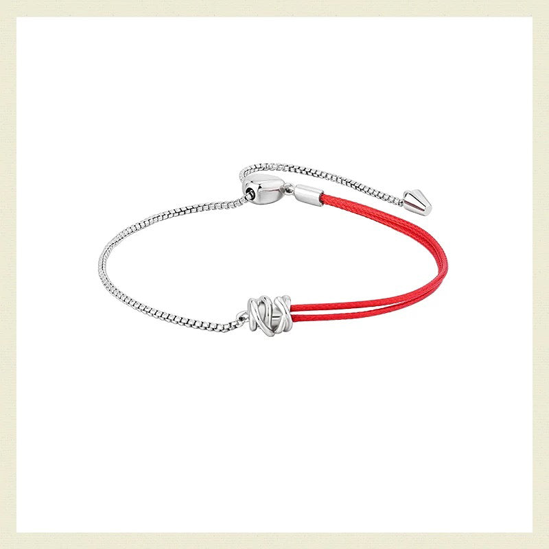 Tibetan Red rope braided bracelet 925 silver ladies (adjustable)