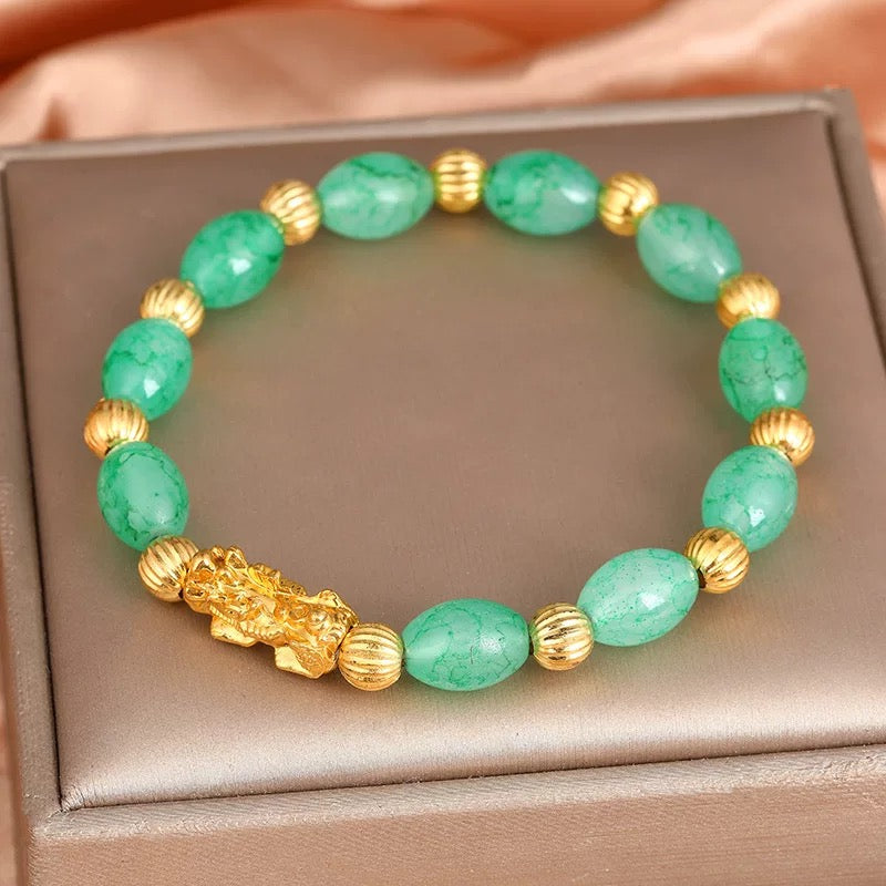 Jade Bracelet Good Luck Jewelry with Pendant Feng Shui Bracelets Xiu Pi Yao Bracelets Attract Good Luck Wealth